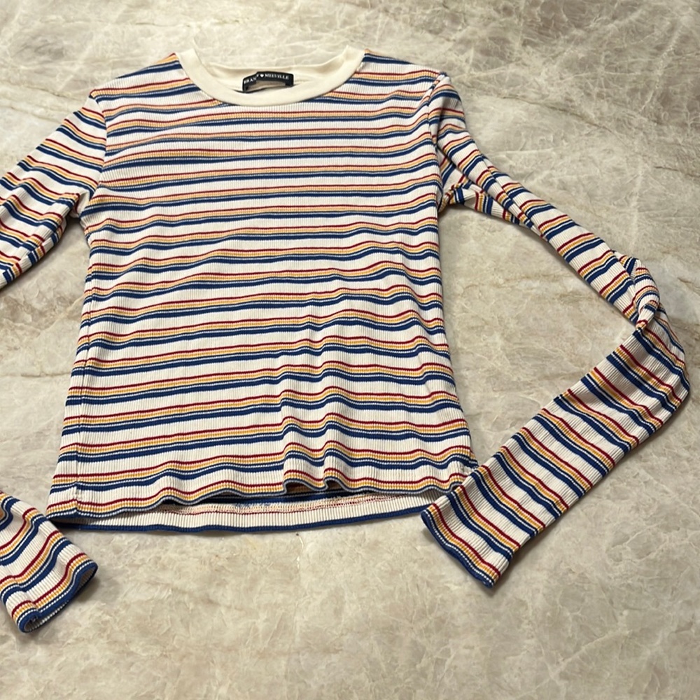 Brandy Melville red yellow and white long sleeve top